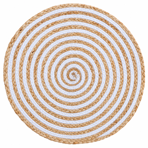 Set de table rond en jute tressé, motif spirale, beige naturel et blanc, style bohème, décoration de table pour la maison - Product Image 1