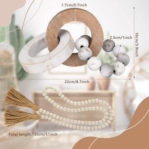 Decorative Wood Knot Link <b>Chain</b> Decor and Bead Garland Set Farmhouse Aesthetic Natural Wooden Knot <b>Chain</b> Link Wood Bead - Product Image 4