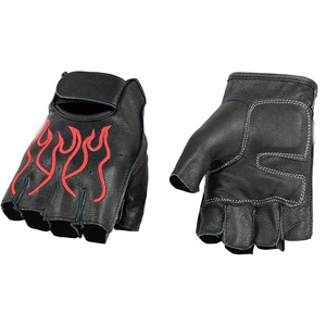 Gants sans doigts noirs brodés de flammes pour hommes Samroz Sports - Product Image 4