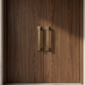 Puerta Principal de Latón de Lujo Premium |   Manija de Puerta con Acabado en Oro Rosa PVD y Negro Mate, Diseño para Puertas de Entrada de Alta Resistencia - Product Image 2