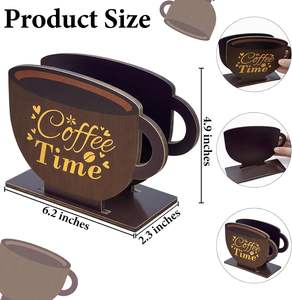 Porta Servilletas de Madera con Diseño de Taza de Café, Estilo Rústico para Cafetería, Cocina, Estación de Café, Dispensador de Servilletas - Product Image 5