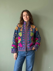 Morvi-Fab 2026 # Chaqueta Bordada Suzani para Mujer, Diseño Floral y Artístico Folclórico Multicolor - Product Image 2