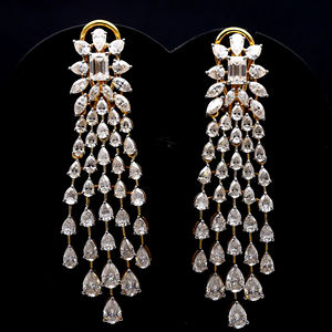 Boucles d'oreilles de luxe unisexes en or massif 14 carats, diamants certifiés IGI, taille brillant rond, couleur E, bijoux de mariage - Product Image 1