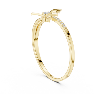 Anillo de oro macizo de 14k para mujer con diamante de corte redondo minimalista de diseño único con forma de flor, ideal para regalo, compromiso, aniversario, boda. - Product Image 4