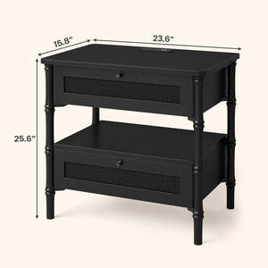 Table de chevet élégante en rotin DreamCraft avec 2 tiroirs de rangement et pieds stylés, fabriquée au Vietnam - Product Image 3