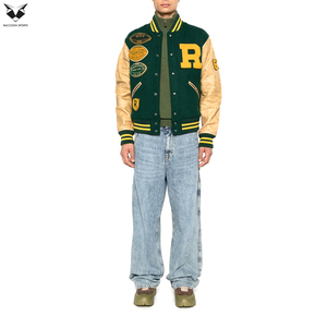 Veste universitaire pour homme de haute qualité en gros, avec broderie de logo personnalisé, patchwork, style streetwear, veste bomber unisexe, manteau Letterman - Product Image 2