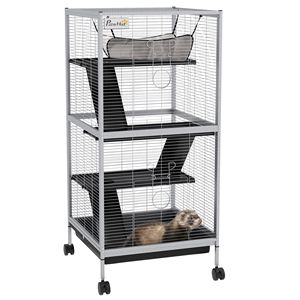 Metal Small Animal 4-Tier <b>Hammock</b> Cage Rolling Big Ferret Chinchilla Sugar Glider Cage with Removable Tray - Product Image 1