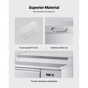 Attrezzatura di Refrigerazione per Cucine Commerciali, Tavolo Refrigerato per Preparazione Pizza da 44 Pollici con Piano Ultra-Largo da 20 Pollici - Product Image 4