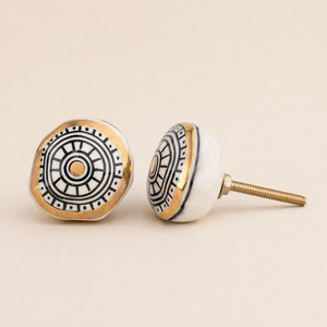 SHUBHAM White Black Gold <b>Ceramic</b> Cabinet <b>Knob</b> Round Furniture Handle Decorative <b>Drawer</b> Wardrobe Door Pendant - Product Image 1