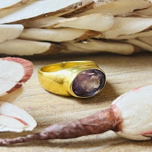 Market Favorite Bohemian Amethyst <b>Rings</b> Minimalist Brass Band <b>Women</b> 18k Gold Plated Chunky <b>Signet</b> Cocktail <b>Ring</b> Third Party - Product Image 1