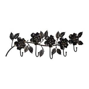 Gancho de hierro fundido decorativo de alta resistencia, montado en la pared, negro, con forma de flor, de una sola punta, para baño, entrada, o recibidor. - Product Image 2