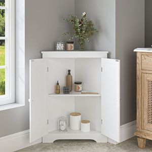 Adjustable <b>Shelves</b> Freestanding Narrow Cabinet Organizer 2-Door Floor Corner Storage Cabinets for Living Room by Ba - Product Image 3