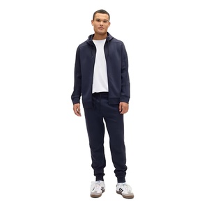 Sweat-shirt à capuche zippé bleu foncé pour homme, coupe ample, décontracté, en molleton de coton tricoté, grandes tailles, avec poches, pour l'hiver - Product Image 5