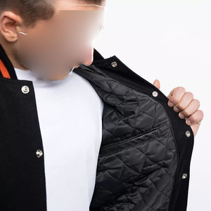 Good Quality <b>Men's</b> Baseball <b>Jackets</b> With Leather Sleeves Wholesale <b>Long</b> Sleeve Leather Windproof Varsity <b>Jacket</b> for <b>man</b> - Product Image 4