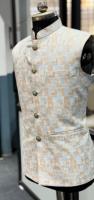 Vêtement d'extérieur vintage pour homme, 100% soie Fandy, jacquard, broderie à la main de sequins, anti-rides, séchage rapide, respirant, col en V, exportateur indien