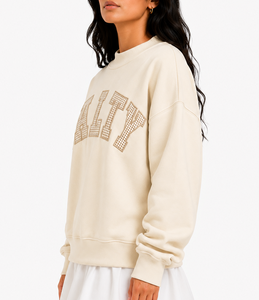 Sudadera de cuello alto oversize para mujer, con letras personalizadas, de jersey lavado liso, fabricante mayorista - Product Image 2