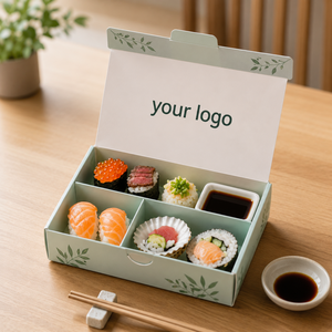 Caja de Sushi de Cartón Ecológica Biodegradable de Lujo, Caja Bento Plegable para Almuerzo, Embalaje para Llevar, Entrega a Domicilio, con Divisores - Product Image 2