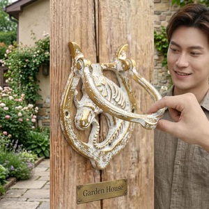 ที่เคาะประตูรูปสุนัขจิ้งจอกเหล็กหล่อแบบชนบท ตกแต่งทางเข้าบ้านภายนอก ด้ามจับโลหะทนทาน เป็นมิตรกับสิ่งแวดล้อม กันน้ำ ติดตั้งง่ายด้วยกาวในตัว - Product Image 3