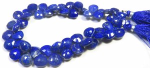 Perles de Lapis Lazuli Bleu Naturel de Qualité Supérieure en Forme de Cœur, 8-10mm, Facettées et Polies, Fil de 8 pouces, Lot en Gros, Lapis Opaque - Product Image 2
