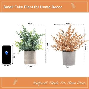 Set di 2 Piante Artificiali di Eucalipto Dorato, Piccole Decorazioni Natalizie in Vaso per Mensole, Scrivanie, Casa, Fattoria, Stanza, Caffetteria - Product Image 4