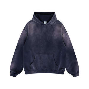 Men's Customized Solid Casual Acid Wash Hoodie <b>Polyester</b>/Cotton Blend Quick Dry Breathable Windproof Waterproof Winter OEM - Product Image 3