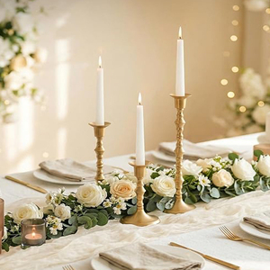 Décoration de Noël, porte-bougies en métal, porte-bougies en laiton pour bougies coniques, décoration pour table à manger, centre de table de mariage - Product Image 3