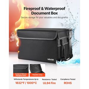Caja Ignífuga Portátil para Documentos 1832 F, Aislada al Calor, Resistente al Agua y al Fuego, Diseño Plegable, Ahorra Espacio - Product Image 2