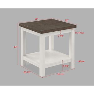 Farmhouse Style 1pc Brown Wooden <b>End</b> <b>Table</b> with <b>White</b> Base Rectangular <b>Table</b> Top for Living Room Furniture - Product Image 4