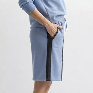 Shorts de survêtement personnalisés OEM, nouvelle collection, brodés, taille élastique, pour femmes, 100% coton, tenue décontractée de sport, haute qualité, bicolore, streetwear, hip hop - Product Image 5