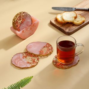Resin Coaster Gold Foil Detailing Water proof Heat-Resistant <b>Epoxy</b> <b>Table</b> Coasters for Home Dining Office Decor ResinCoaster - Product Image 1