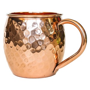 Hammered Copper <b>Mug</b> Set of 4 with 500ml Capacity <b>Stackable</b> with Straws for Moscow Mule Beer Whiskey Chilled Beverages - Product Image 5