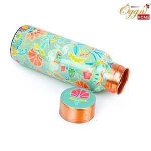 Copper Water <b>Bottle</b> With Cup Hammered Finish Portable Travel <b>Flask</b> Minimalist Design - Product Image 4