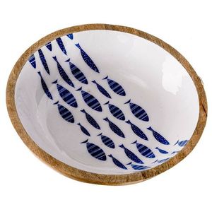 Handmade <b>Eco</b>-Friendly Wood Bowl with Black and White Polka <b>Dot</b> Interior Classic Design for Party Food Serving - Product Image 3