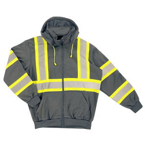 Sweat-shirts de sécurité unisexes personnalisés à haute visibilité, respirants, 100 % polyester, réfléchissants, à fermeture éclair intégrale, pour le travail routier, en stock usine - Product Image 3