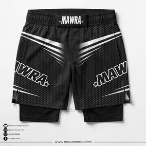 Premium Mens MMA Fight Shorts 2-in-1 Quick Dry Stretch Lightweight Breathable Sports Shorts Inner Compression Liner Elastic - Product Image 3
