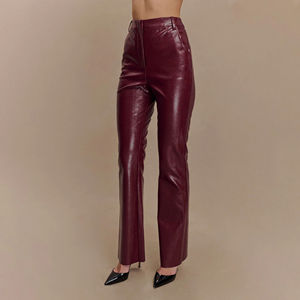 Pantalons en cuir décontractés pour femmes, prix de gros, style tendance de haute qualité, pantalons en cuir véritable à 100% pour femmes - Product Image 4