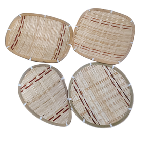 Plateau de service en bambou naturel, fait main au Vietnam, vente en gros, rond, ovale, pour restaurant - Product Image 3