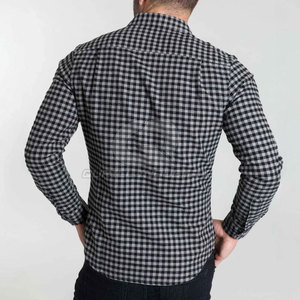 Chemise en flanelle pour homme personnalisable avec logo imprimé, manches longues, à carreaux, décontractée, fermeture boutonnée, polyester/coton respirant - Product Image 3