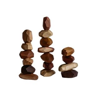 Precio barato Montessori apilamiento sensorial Rock juguetes apilables/piedras de equilibrio de madera juegos de bloques de construcción para niños mejor juguete educativo - Product Image 4