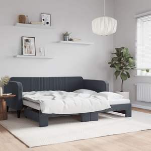 Lit de repos en velours gris foncé 39,4 x 74,8 po avec lit gigogne, sans matelas - Product Image 1