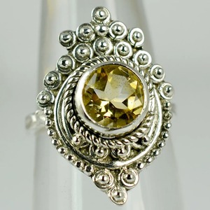 Citrine 925 Sterling <b>Silver</b> Boho <b>Statement</b> Promise <b>Ring</b> for Women Yellow Gemstone Round Jewelry November Birthstone - Product Image 5