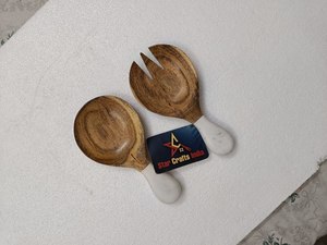 Best Quality Set of 2 Attractive <b>Salad</b> <b>Tools</b> Wooden Resin Spoons Modern Design Dishwasher Safe for Weddings Hotel Restaurant Use - Product Image 1