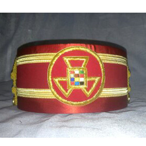 Gorra de la Corona del Consejo de Maestros Ilustres Reales y Selectos Masónicos, de Seda Morada con Terciopelo Amarillo y Trenza Dorada - Product Image 6