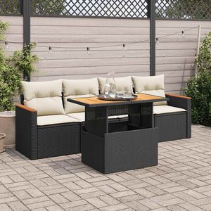 Conjunto de Sofás de Jardín en Negro y Blanco Crema - Product Image 1