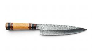 Cuchillo de Chef Japonés de Acero de Damasco Hecho a Mano con Mango de Madera, Utensilio de Cocina - Product Image 6