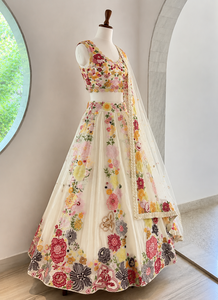 Lehenga Choli Bordado, Traje de Boda, Dupatta de Red Floral, Vestido de Fiesta sin Mangas para Mujer - Product Image 4