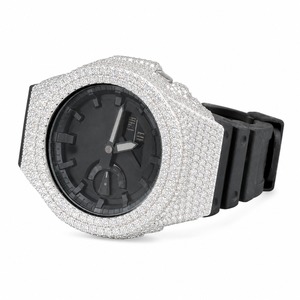 Luxury Round <b>Diamond</b> <b>Watch</b> Stainless Steel Case Rubber Band Analog Quartz Unisex - Product Image 6
