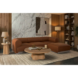 Sofá Seccional de Cuero Genuino de Alta Gama, Sofá Modular de 3 Piezas con Otomana, Muebles de Madera Sólida para Sala de Estar - Product Image 1