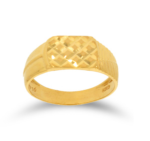 Bague large pour homme en or doré de qualité supérieure avec un motif de diamants croisés élégant gravé, design statement - Product Image 1