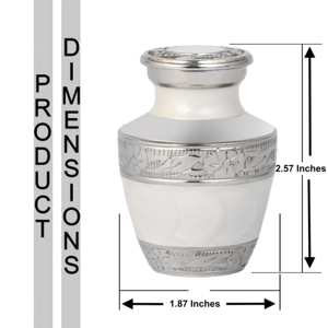 Ensemble de 4 Petites Urnes Funéraires en Laiton Perlé Blanc Gravées de Qualité Supérieure pour Cendres Commémoratives - Product Image 3